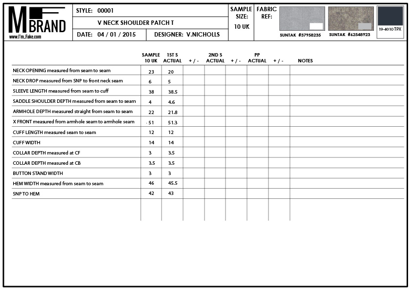 Tech Packs or Technical Packs are essential for your fashion brand and reducing long term cost. Sampling Sheet